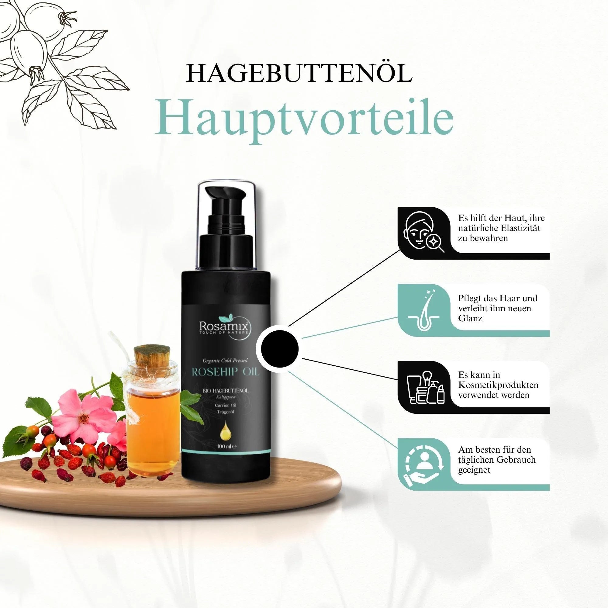 Bio Hagebuttenöl Kaltgepresst